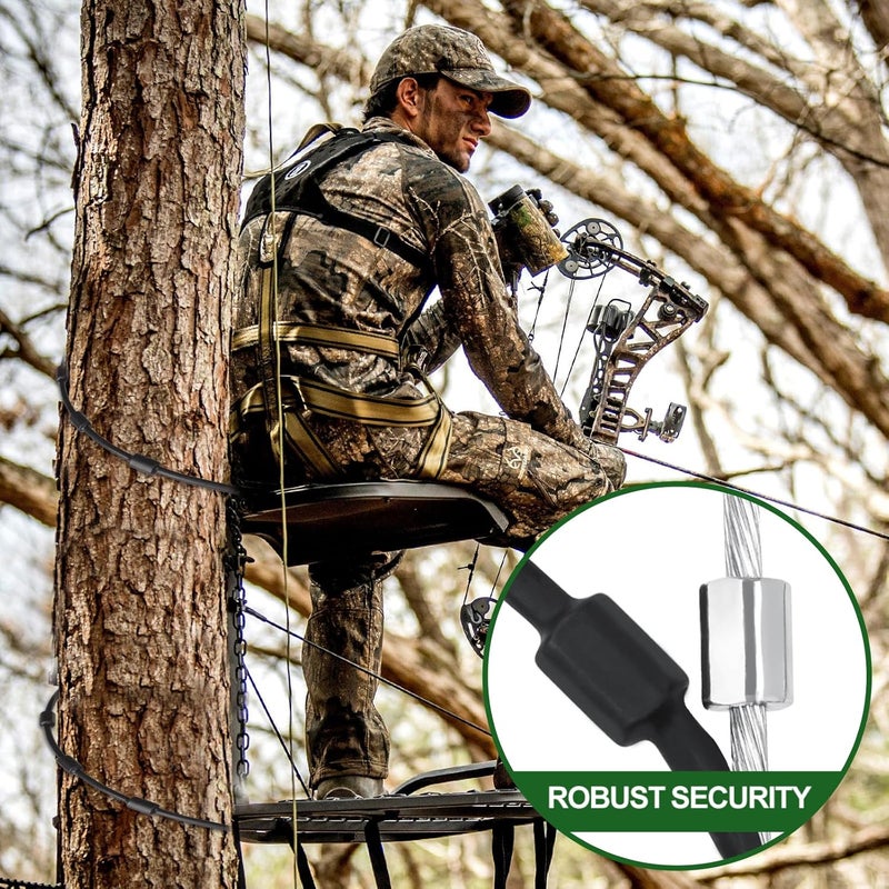 Panbofoda Replacement Tree Stand Cables,Pair of Replacement Cables for Climbing Treestands, 2PCS Hunting Tree Stand Accessories,Durable Steal Braded PVC Black Coated 65" Treestand Replacement Cables - Image 5